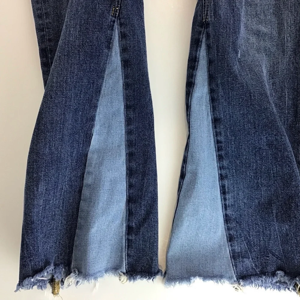Anthropologie Pilcro and the Letterpress High Rise Two Tone Flare Crop Jeans 28